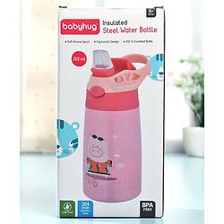 Babyhug Stainless Steel Insulated Sipper Bottle Pink - 350 ml