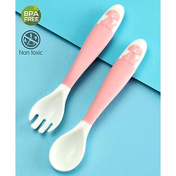 Babyhug Flexible Spoon & Fork Set - Pink