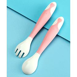 Babyhug Flexible Spoon & Fork Set - Pink