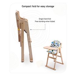 Babyhug Salvador Wooden Foldable Baby Dinning High Chair - Natural| No Assembly Required| Eco Friendly| Neutral Astetics