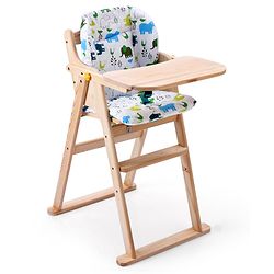 Babyhug Salvador Wooden Foldable Baby Dinning High Chair - Natural| No Assembly Required| Eco Friendly| Neutral Astetics