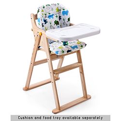Babyhug Salvador Wooden Foldable Baby Dinning High Chair - Natural| No Assembly Required| Eco Friendly| Neutral Astetics