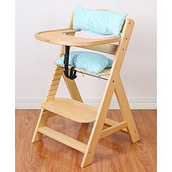 Babyhug Reine Wooden Dinning High Chair With Cushion - Natural
