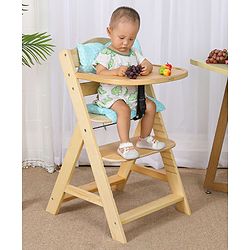 Babyhug Reine Wooden Dinning High Chair With Cushion - Natural