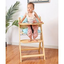 Babyhug Reine Wooden Dinning High Chair With Cushion - Natural