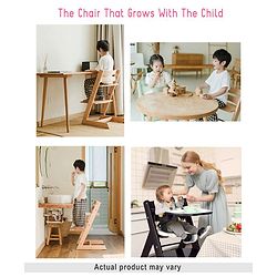 Babyhug Reine Wooden Dinning High Chair With Cushion - Natural