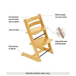 Babyhug Reine Wooden Dinning High Chair With Cushion - Natural