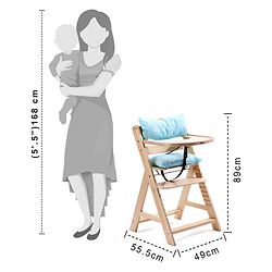 Babyhug Reine Wooden Dinning High Chair With Cushion - Natural