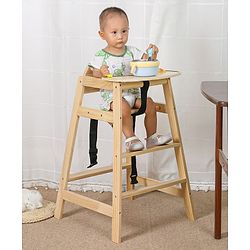Babyhug Montreal Modern Pine Wood High Chair - Brown| Adjustable Food Tray| Stable Design
