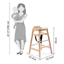 Babyhug Montreal Modern Pine Wood High Chair - Brown| Adjustable Food Tray| Stable Design