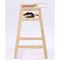 Babyhug Montreal Modern Pine Wood High Chair - Brown| Adjustable Food Tray| Stable Design