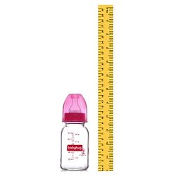 Babyhug BPA-Free Natural Glass Baby Bottle  125 ml, Pink | Anti-Colic Silicone Nipple| Leak-Resistant | Durable | Ideal for Newborns & Toddlers | Travel friendly