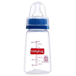 Babyhug Mountain Shape Feeding Bottle Blue - 125 ml| Unique Design| Leak-Proof| Anti-colic Silicone Nipple| Microwave and Sterilizer Safe| BPA Free| Measuring Scale| Hygiene Cap| Slow Flow