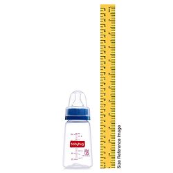 Babyhug Mountain Shape Feeding Bottle Blue - 125 ml| Unique Design| Leak-Proof| Anti-colic Silicone Nipple| Microwave and Sterilizer Safe| BPA Free| Measuring Scale| Hygiene Cap| Slow Flow