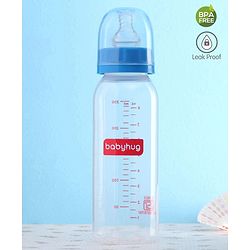 Babyhug Feeding Bottle Round Shape Silicone Nipple Blue - 250 ml