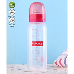 Babyhug Feeding Bottle with Silicone Teat Pink - 250 ml