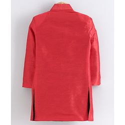 Babyhug Full Sleeves Embroidered Sherwani Set - Red Blue