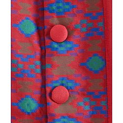 Babyhug Full Sleeves Embroidered Sherwani Set - Red Blue