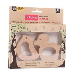 Babyhug Natural Steam Beech Wood Teether Pack of 2 (design may vary)