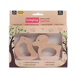 Babyhug Natural Steam Beech Wood Teether Pack of 2 (design may vary)