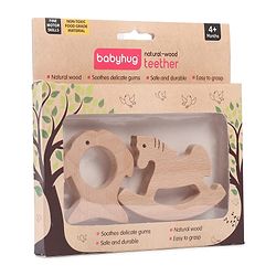 Babyhug Natural Steam Beech Wood Teether Pack of 2 (design may vary)