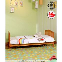 Babyhug Merlino 2 in 1 Wooden Junior Bed Cum Cot with Height Adjustable & Plug and Play Assembly - Antique