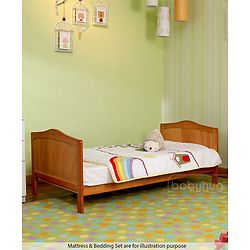 Babyhug Merlino 2 in 1 Wooden Junior Bed Cum Cot with Height Adjustable & Plug and Play Assembly - Antique