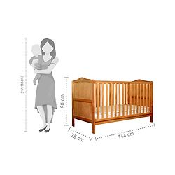 Babyhug Merlino 2 in 1 Wooden Junior Bed Cum Cot with Height Adjustable & Plug and Play Assembly - Antique