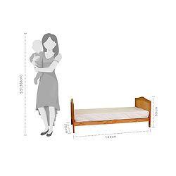 Babyhug Merlino 2 in 1 Wooden Junior Bed Cum Cot with Height Adjustable & Plug and Play Assembly - Antique