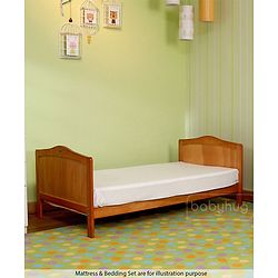 Babyhug Merlino 2 in 1 Wooden Junior Bed Cum Cot with Height Adjustable & Plug and Play Assembly - Antique