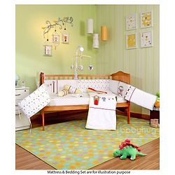 Babyhug Merlino 2 in 1 Wooden Junior Bed Cum Cot with Height Adjustable & Plug and Play Assembly - Antique