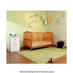 Babyhug Merlino 2 in 1 Wooden Junior Bed Cum Cot with Height Adjustable & Plug and Play Assembly - Antique