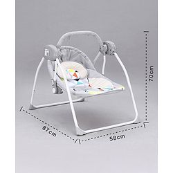 Babyhug Galaxy Electric Swing with Extra Free Motor & Remote - Grey (Without Hanging Toys)| Automatic & Manual Operation| 3 Swing Speed| Off Timer| Built-in Music & Soothing Vibration| Compact Fold| Safety Harness| Cushion Seat
