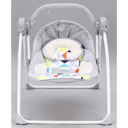 Babyhug Galaxy Electric Swing with Extra Free Motor & Remote - Grey (Without Hanging Toys)| Automatic & Manual Operation| 3 Swing Speed| Off Timer| Built-in Music & Soothing Vibration| Compact Fold| Safety Harness| Cushion Seat