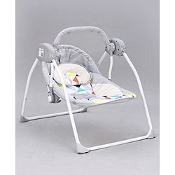 Babyhug Galaxy Electric Swing with Extra Free Motor & Remote - Grey (Without Hanging Toys)| Automatic & Manual Operation| 3 Swing Speed| Off Timer| Built-in Music & Soothing Vibration| Compact Fold| Safety Harness| Cushion Seat