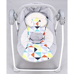Babyhug Galaxy Electric Swing with Extra Free Motor & Remote - Grey (Without Hanging Toys)| Automatic & Manual Operation| 3 Swing Speed| Off Timer| Built-in Music & Soothing Vibration| Compact Fold| Safety Harness| Cushion Seat