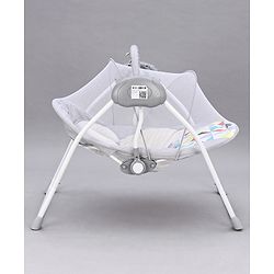 Babyhug Galaxy Electric Swing with Extra Free Motor & Remote - Grey (Without Hanging Toys)| Automatic & Manual Operation| 3 Swing Speed| Off Timer| Built-in Music & Soothing Vibration| Compact Fold| Safety Harness| Cushion Seat