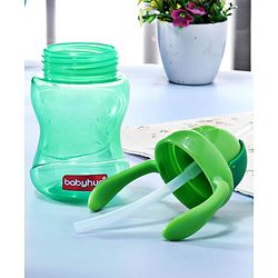 Babyhug Straw Sipper Bottle with Twin Handles  Green, 180 ml | BPA Free | Spill-Resistant | Easy Grip |Flip Up Straw | Travel Friendly | Ideal for Newborns & Toddlers