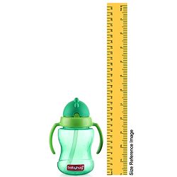 Babyhug Straw Sipper Bottle with Twin Handles  Green, 180 ml | BPA Free | Spill-Resistant | Easy Grip |Flip Up Straw | Travel Friendly | Ideal for Newborns & Toddlers
