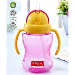 Babyhug Straw Sipper Bottle with Twin Handles  Green, 180 ml | BPA Free | Spill-Resistant |Easy Grip |Flip Up Straw | Travel Friendly | Ideal for Newborns & Toddlers |