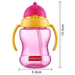 Babyhug Straw Sipper Bottle with Twin Handles  Green, 180 ml | BPA Free | Spill-Resistant |Easy Grip |Flip Up Straw | Travel Friendly | Ideal for Newborns & Toddlers |