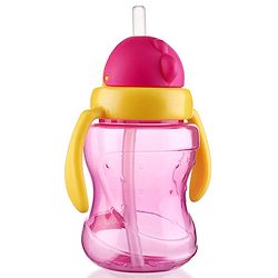 Babyhug Straw Sipper Bottle with Twin Handles  Green, 180 ml | BPA Free | Spill-Resistant |Easy Grip |Flip Up Straw | Travel Friendly | Ideal for Newborns & Toddlers |