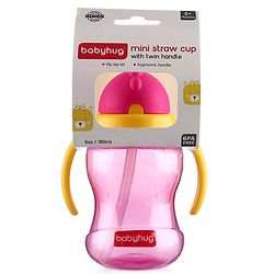 Babyhug Straw Sipper Bottle with Twin Handles  Green, 180 ml | BPA Free | Spill-Resistant |Easy Grip |Flip Up Straw | Travel Friendly | Ideal for Newborns & Toddlers |