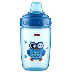 Babyhug Owl Print Soft Silicone Spout Sipper Blue - 360 ml