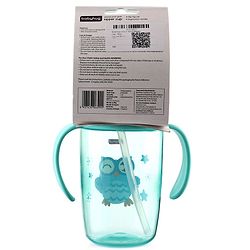 Babyhug Owl Print Straw Sipper Bottle  360 ml, Blue | BPA Free | Spill-Resistant |Flip Lid | Dishwasher Safe | Travel Friendly | Ideal for Newborns & Toddlers