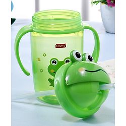 Babyhug Owl Print Straw Sipper Bottle  360 ml, Blue | BPA Free | Spill-Resistant |Flip Lid | Dishwasher Safe | Travel Friendly | Ideal for Newborns & Toddlers