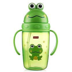 Babyhug Owl Print Straw Sipper Bottle  360 ml, Blue | BPA Free | Spill-Resistant |Flip Lid | Dishwasher Safe | Travel Friendly | Ideal for Newborns & Toddlers