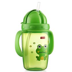 Babyhug Owl Print Straw Sipper Bottle  360 ml, Blue | BPA Free | Spill-Resistant |Flip Lid | Dishwasher Safe | Travel Friendly | Ideal for Newborns & Toddlers