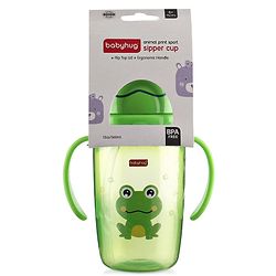 Babyhug Owl Print Straw Sipper Bottle  360 ml, Blue | BPA Free | Spill-Resistant |Flip Lid | Dishwasher Safe | Travel Friendly | Ideal for Newborns & Toddlers