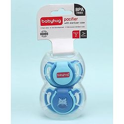 Babyhug Silicone Pacifier With Sterilizer Case Pack of 2 - Blue